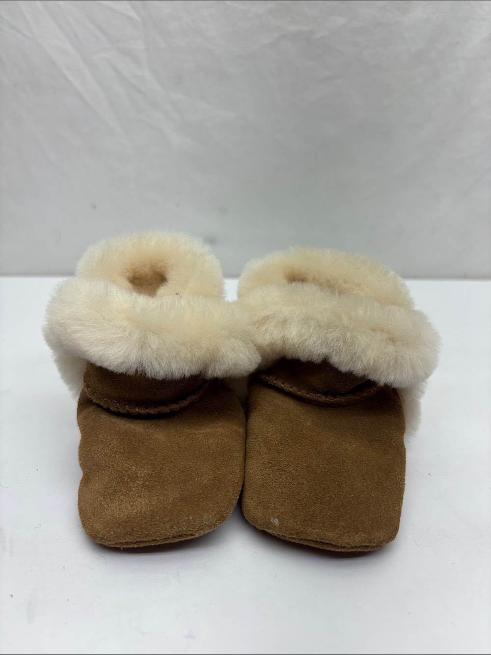 Kids Cozy Shearling-Lined Brown Bootie Slippers, SZ 1 baby